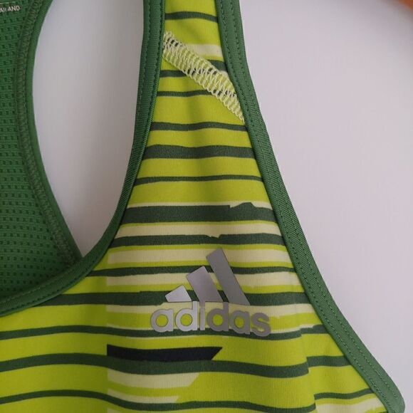 Adidas techfit Medium Compression Sports Bra Neon Green Size S - Picture 2 of 9
